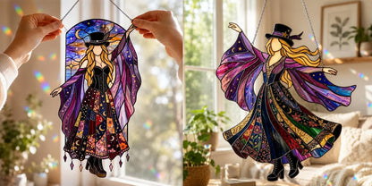 💥💃 Stevie Nicks 🤘 Handmade Stained Glass Spinning Suncatcher