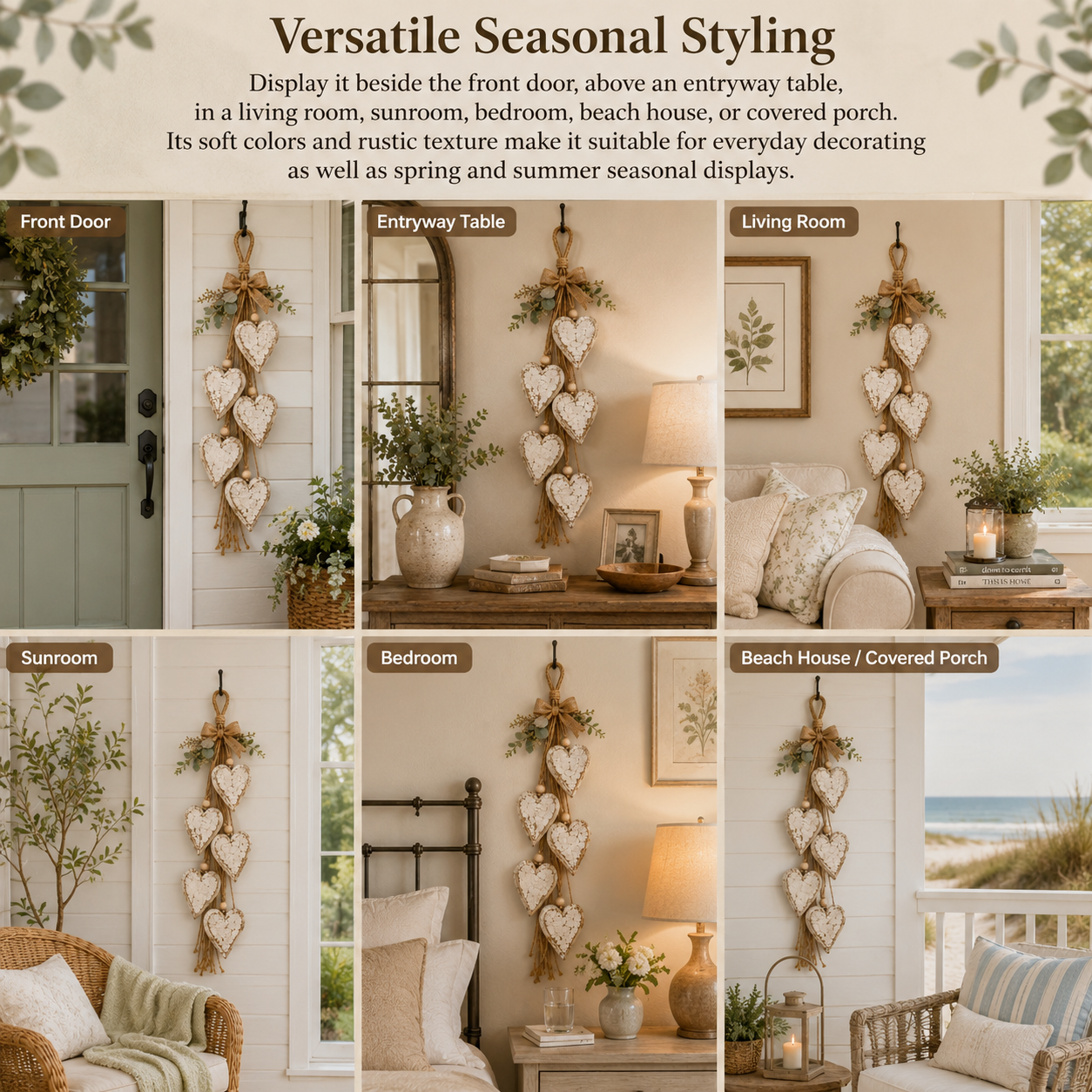 🤎 LED Hanging Heart Wall Decor – Warm Glowing Rustic Home Accent ✨