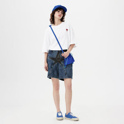 STAR PATCHWORK DENIM SHORTS