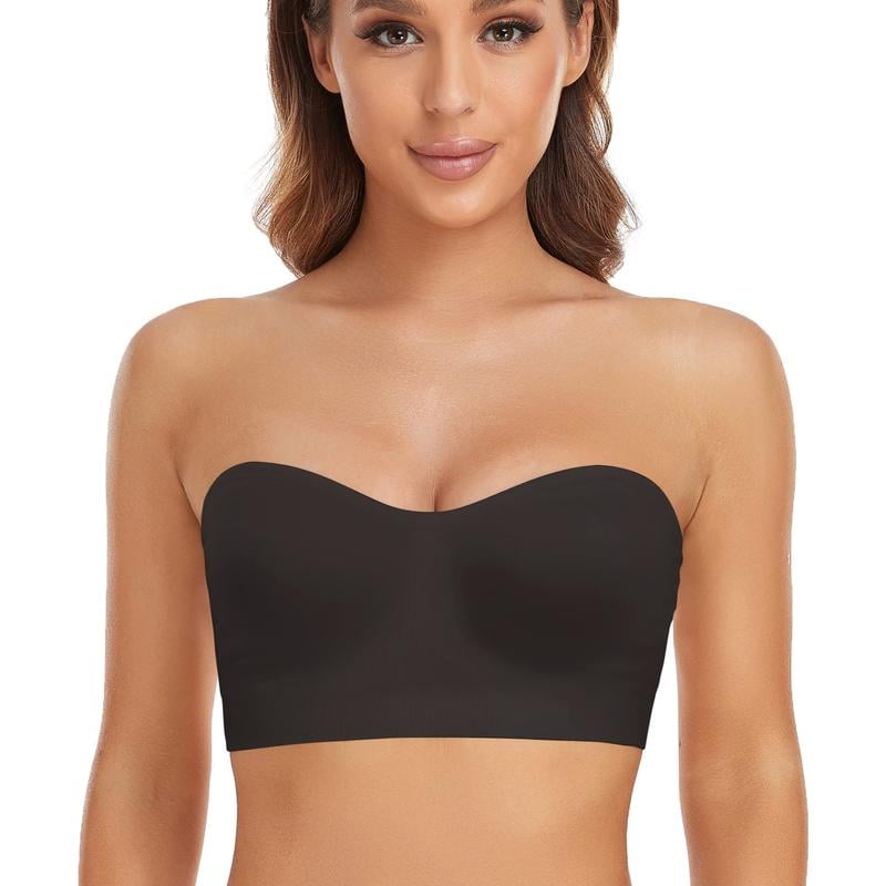 Strapless Bras for Women, Non-Slip Silicone Padded Bandeau Bra