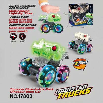🔥 Hot Selling 🦖 Light-Up Monster Truck – Press & Go Stunt Car for Kids 🚗