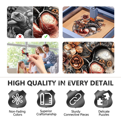 🎁 🔥 Visual 3D Mechanical Heart Wooden Jigsaw Puzzles - Gifts for Adults and Kids