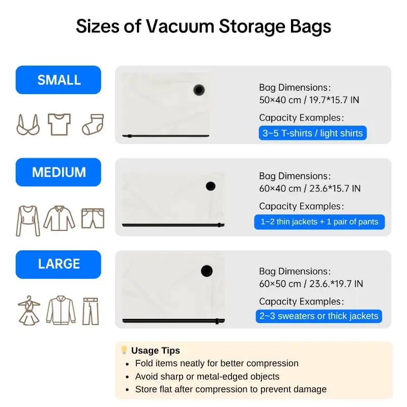 🧳USB Rechargeable Vacuum Storage Bags – Compact Space Saver Set