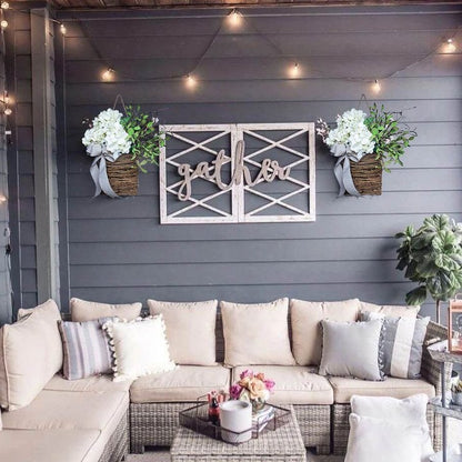 🎁Christmas Gift💐Cream Hydrangea Door Hanger Basket Wreath