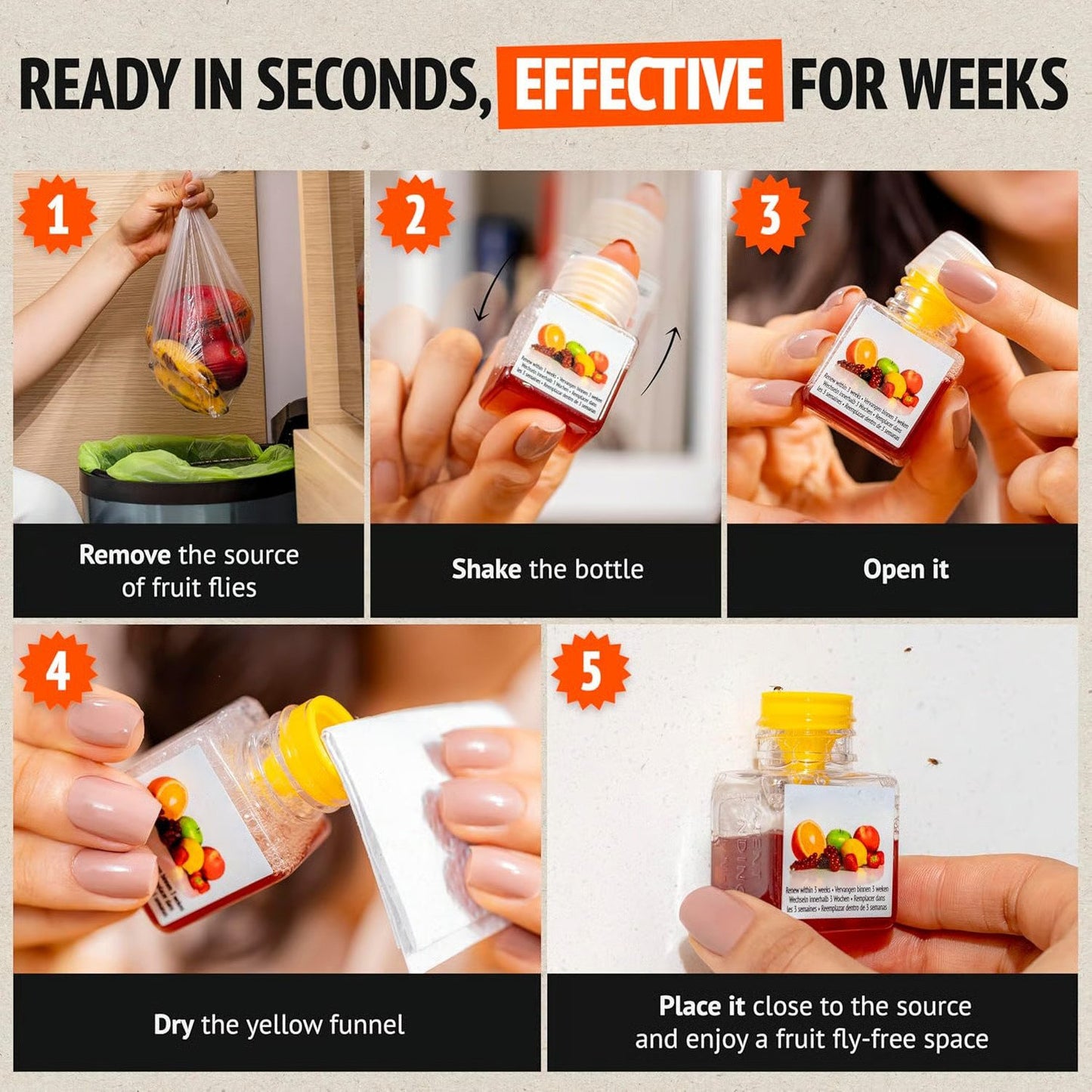 [BUY 5 GET 5 FREE]🔥Ultra-Strong Fruit Fly Trap - User Friendly