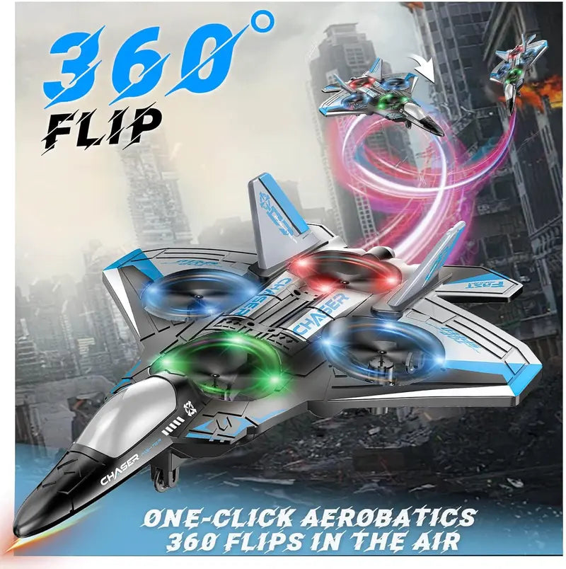 🎮2.4G Remote Control Stunt Fighter Plane, Beginner Friendly RC Drone Aircraft With Headless Mode✈️