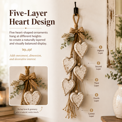 🤎 LED Hanging Heart Wall Decor – Warm Glowing Rustic Home Accent ✨