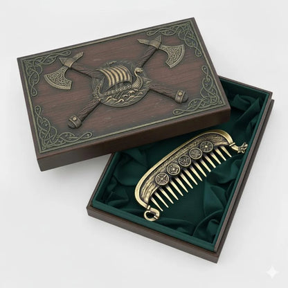 🛡️Last Day 49% OFF⚔️ Viking Drakkar Beard Comb | Hand-Cast Metal