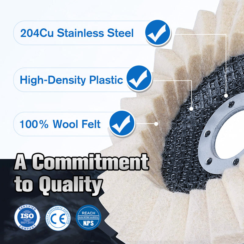 🔧 BUY 2 GET 3 FREE 🧰 Heavy-Duty Wool Felt Polishing Disc – Mirror-Like Finish Made Easy