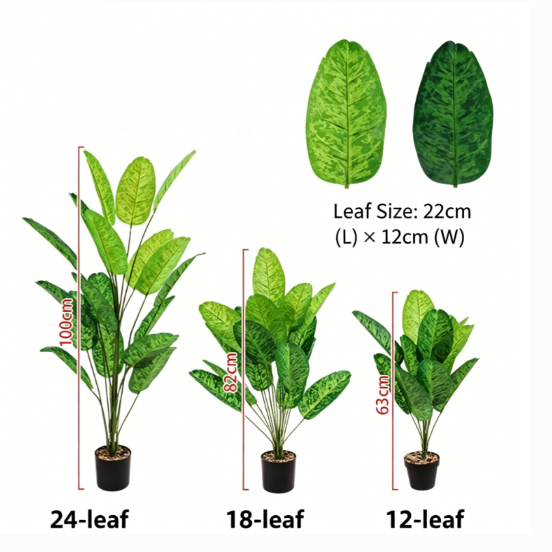 ⏰ 75% OFF Today 🌿 Artificial Monstera & Banana Leaf Plant Pot– Lush Tropical Decor ✨