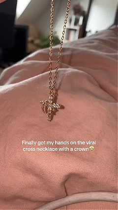 👑💎 Paved Cross Rotatable Crown Charm Necklace