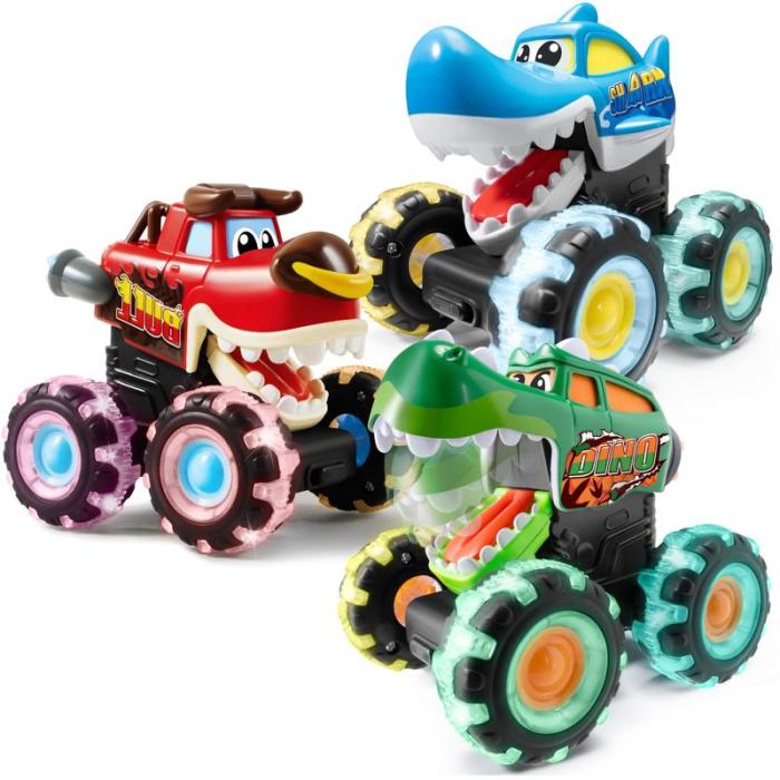 🔥 Hot Selling 🦖 Light-Up Monster Truck – Press & Go Stunt Car for Kids 🚗