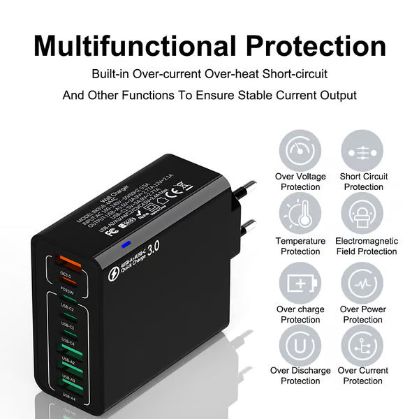 🔥8 in 1 Ports USB Fast Charger – Power Multiple Devices Simultaneously