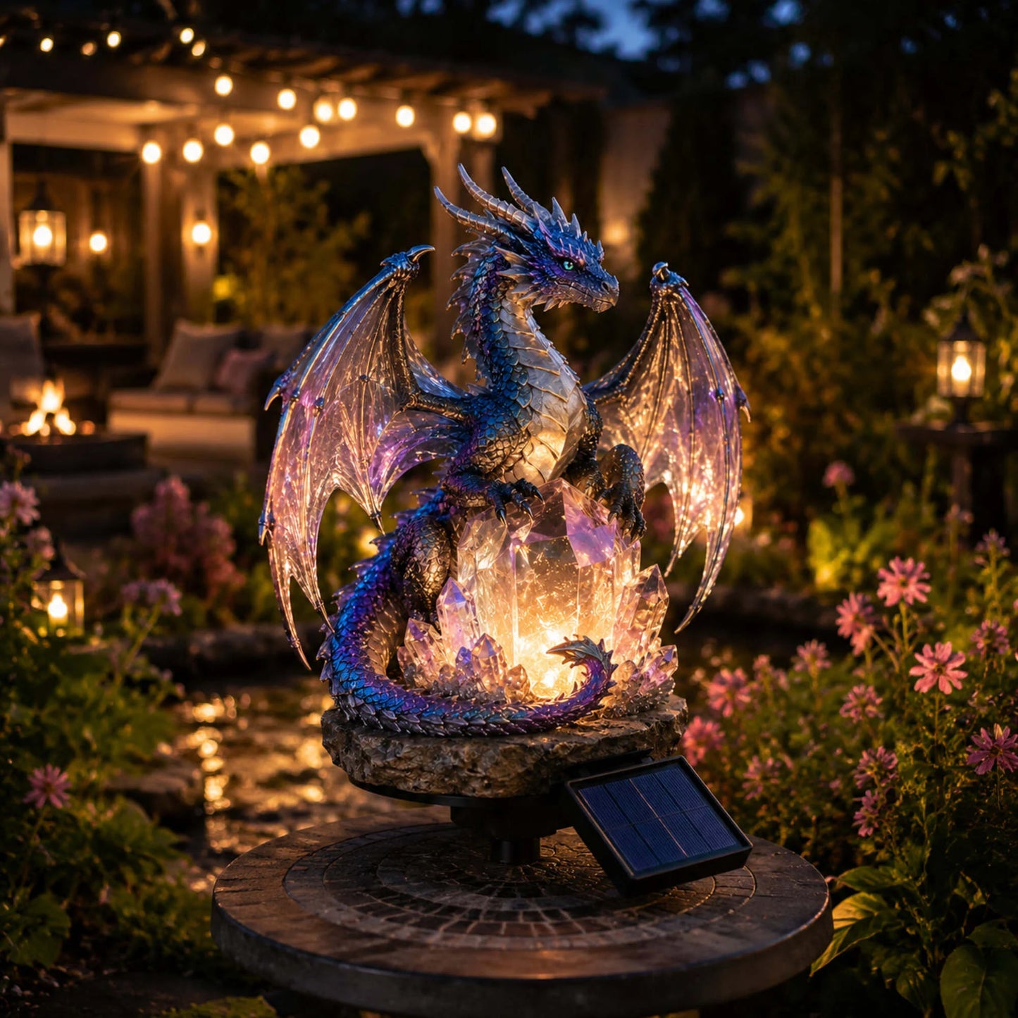 🎁 Dragon Lover's Gift 🐉 Solar LED Dragon Statue – Waterproof Garden & Patio Ornament