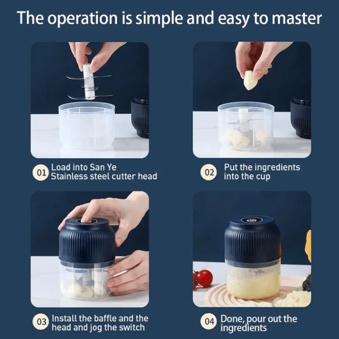 🔪🧄Rechargeable Large-Capacity Electric Food Chopper – Robust Motor & Stainless Steel Blades