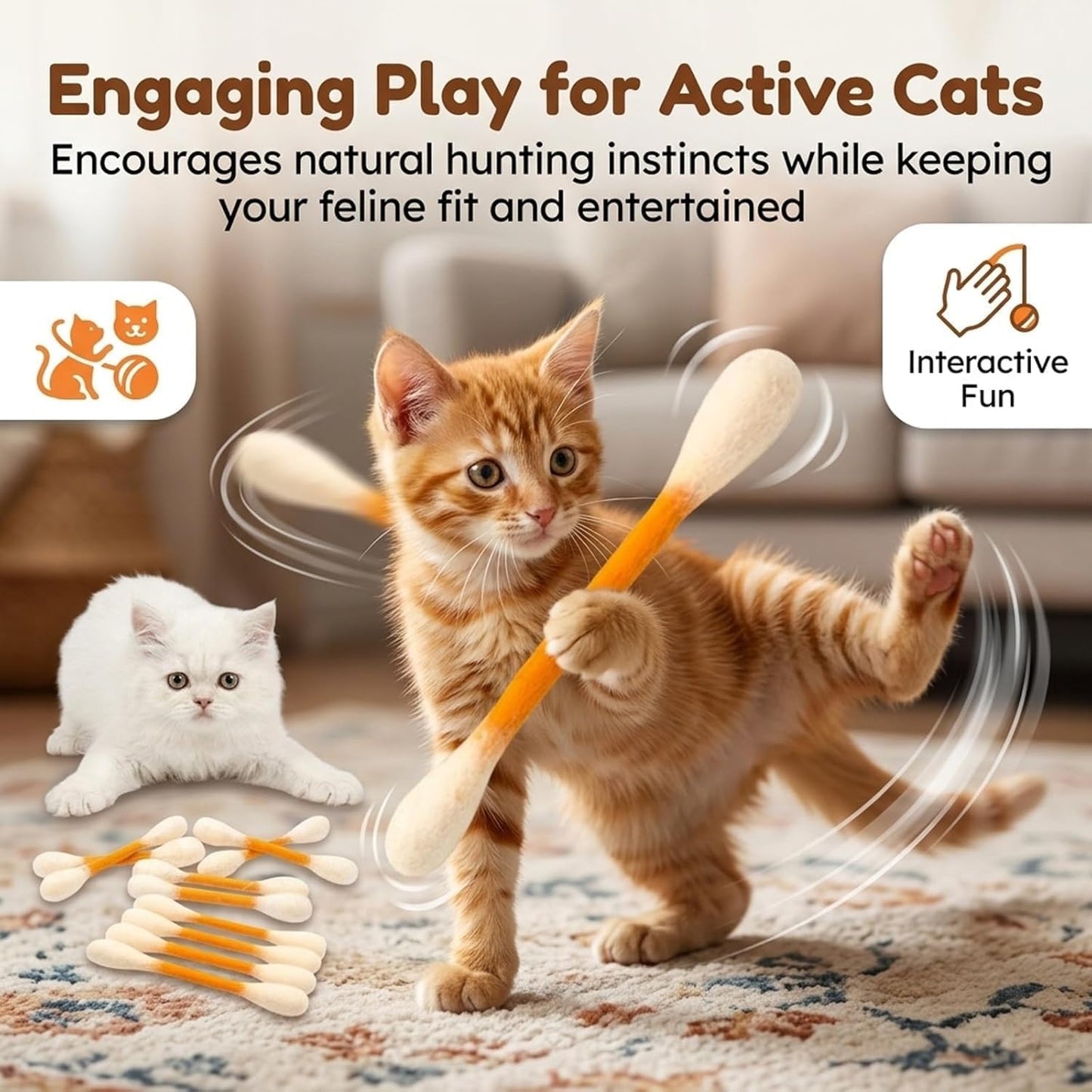 🐱 Swabs Large Size Cat Toys with Catnip ❤️ For happy, healthy, and active indoor cats