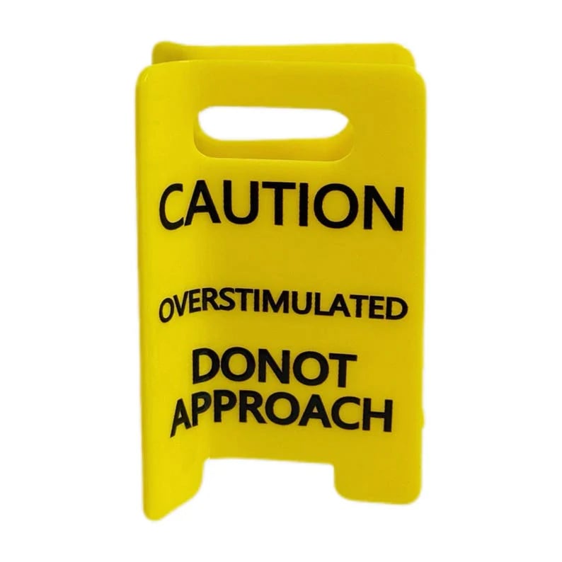 Caution Overstimulated Yellow Sign Hair Claw Clip