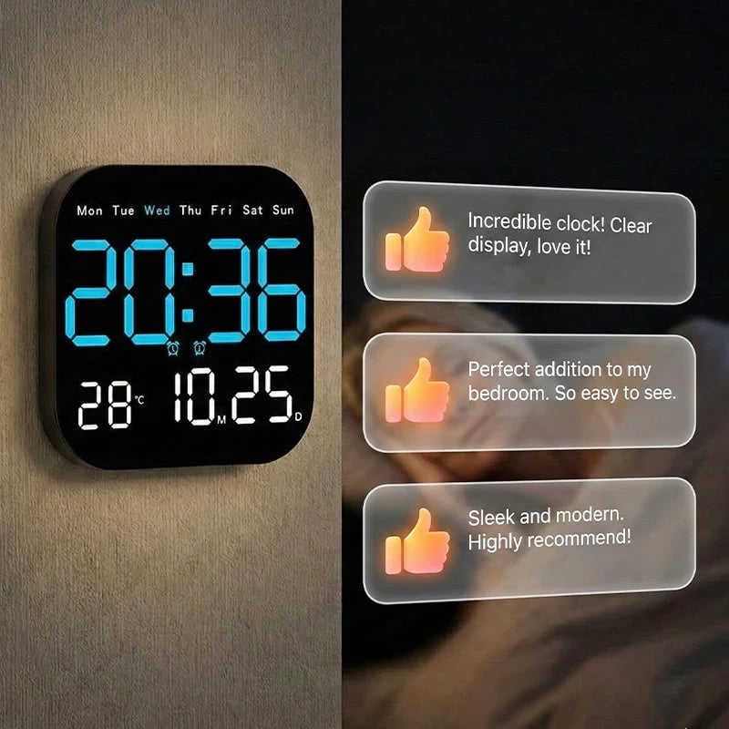 ✨Modern LED Digital Alarm Clock with Temperature Display