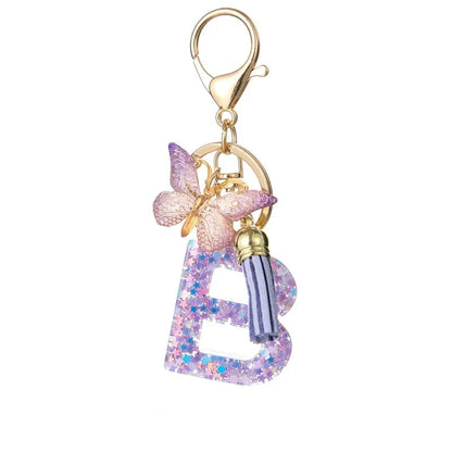 🔥Butterfly Letter Keychain Tassel Design Vibrant Durable Lightweight Gift