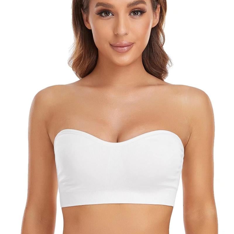 Strapless Bras for Women, Non-Slip Silicone Padded Bandeau Bra
