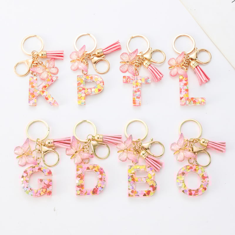 🔥Butterfly Letter Keychain Tassel Design Vibrant Durable Lightweight Gift