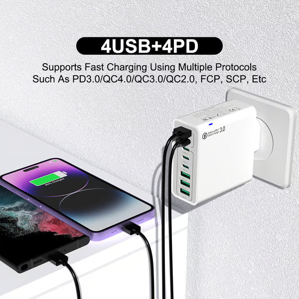 🔥8 in 1 Ports USB Fast Charger – Power Multiple Devices Simultaneously