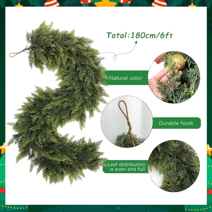 🎄 Christmas Artificial Cedar Garland – Lush, Festive Home décor for Doors, Mantels & Tables! ✨
