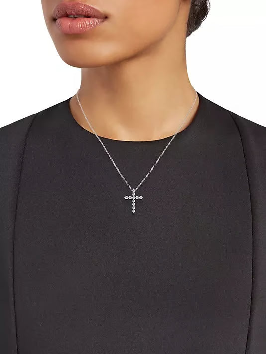 👑💎 Paved Cross Rotatable Crown Charm Necklace
