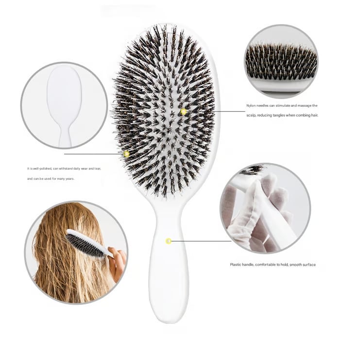 🔥Boar Bristle Paddle Brush for Smoother, Stronger & Shinier Hair