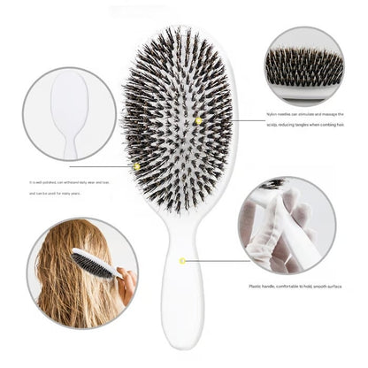 🔥Boar Bristle Paddle Brush for Smoother, Stronger & Shinier Hair