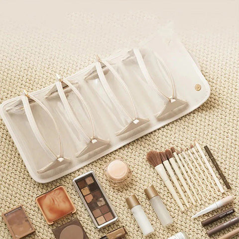 حقيبة مستحضرات تجميل جلدية مقاومة للماء