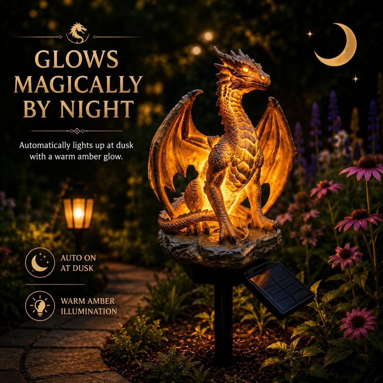 🎁 Dragon Lover's Gift 🐉 Solar LED Dragon Statue – Waterproof Garden & Patio Ornament