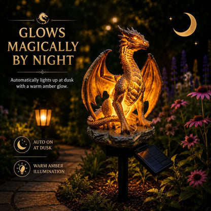 🎁 Dragon Lover's Gift 🐉 Solar LED Dragon Statue – Waterproof Garden & Patio Ornament