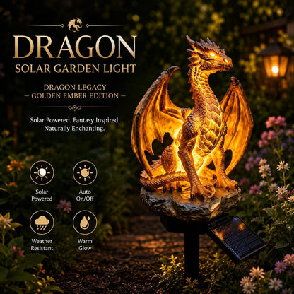 🎁 Dragon Lover's Gift 🐉 Solar LED Dragon Statue – Waterproof Garden & Patio Ornament
