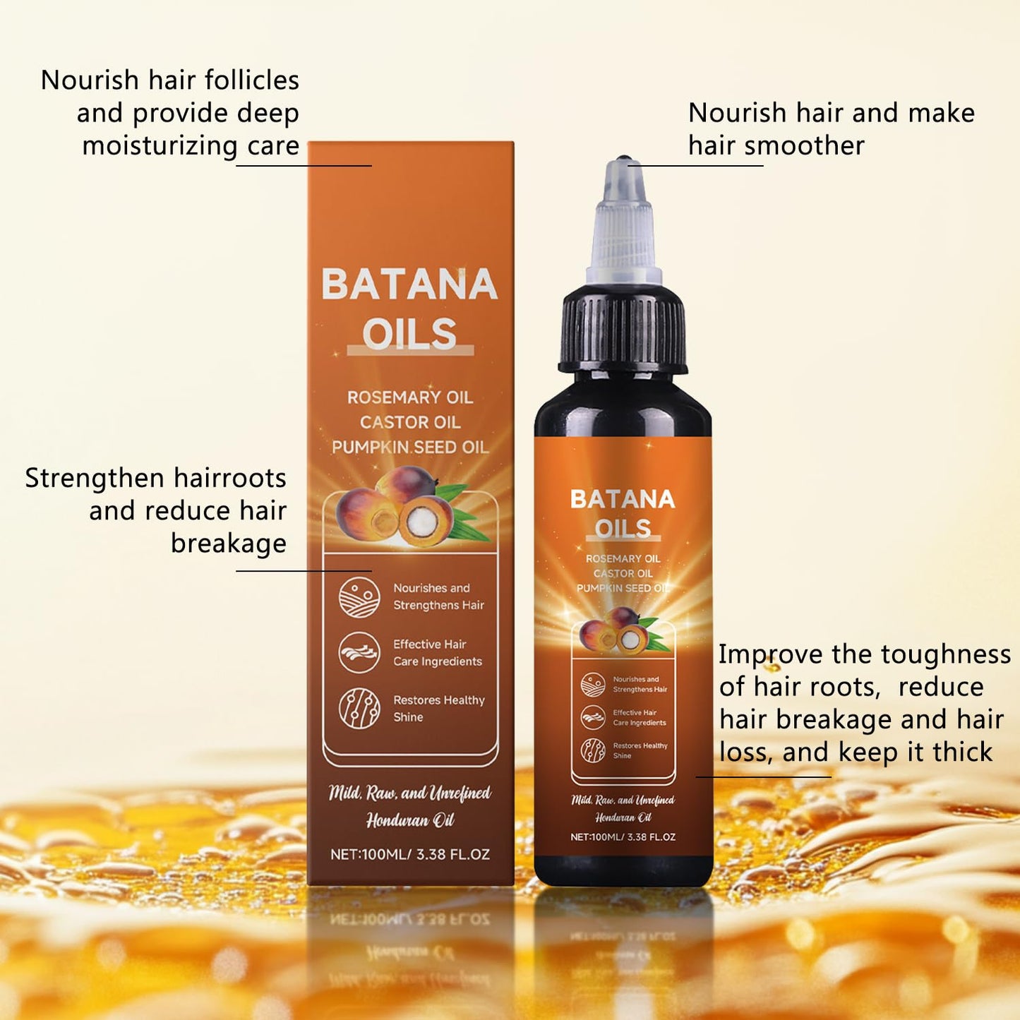 🔥HOT SALE 50% OFF🔥 Natural Batana Hair Revival Formul, 4-in-1 Liquid Batana Oil