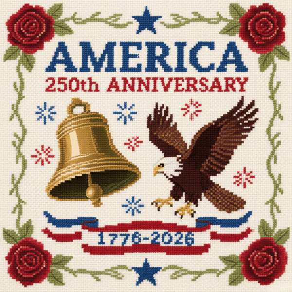 ✨250th Anniversary of America Cross Stitch Kit – Celebrate with Craft and Tradition