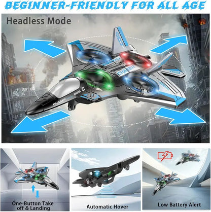 🎮2.4G Remote Control Stunt Fighter Plane, Beginner Friendly RC Drone Aircraft With Headless Mode✈️