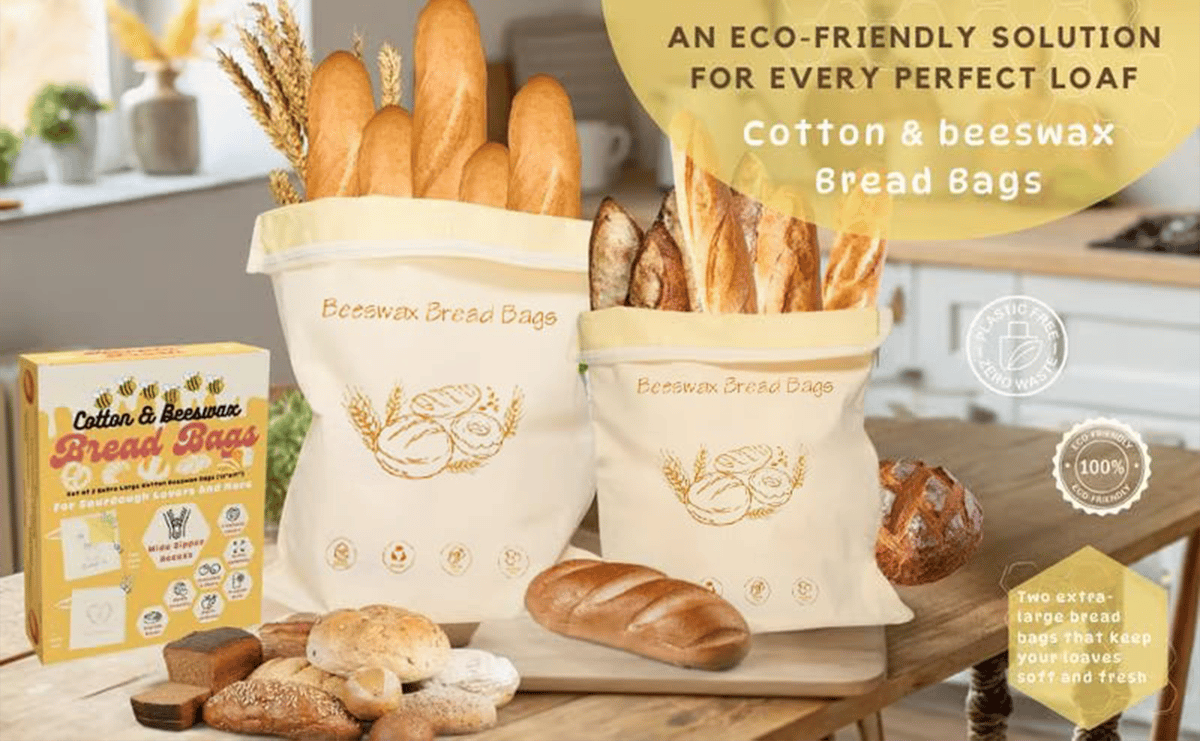 🍞Brotbeutel aus Baumwolle und Bienenwachs mit breitem Reißverschluss für Sauerteig✨ 