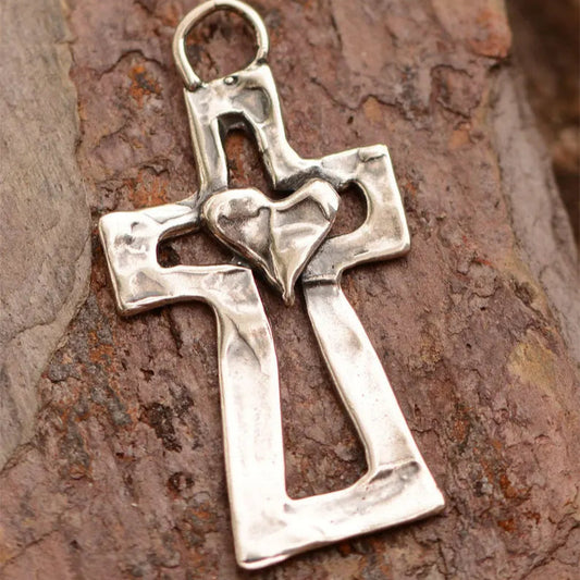 ✝️100% Handmade Silver Cross Healing Heart