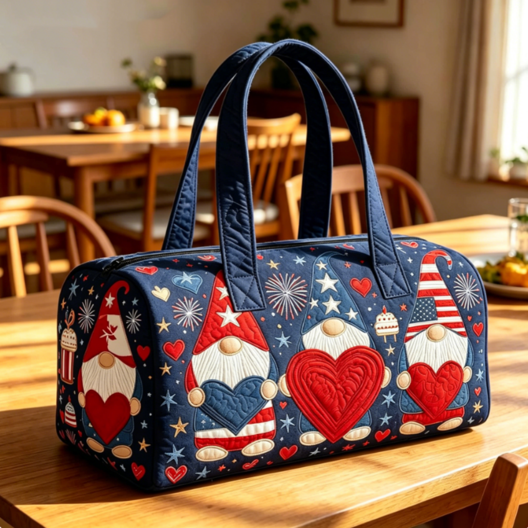 🦅👜Handcrafted American Flag Quilted Tote – 3D Floral Patriotic Shoulder Bag🌸