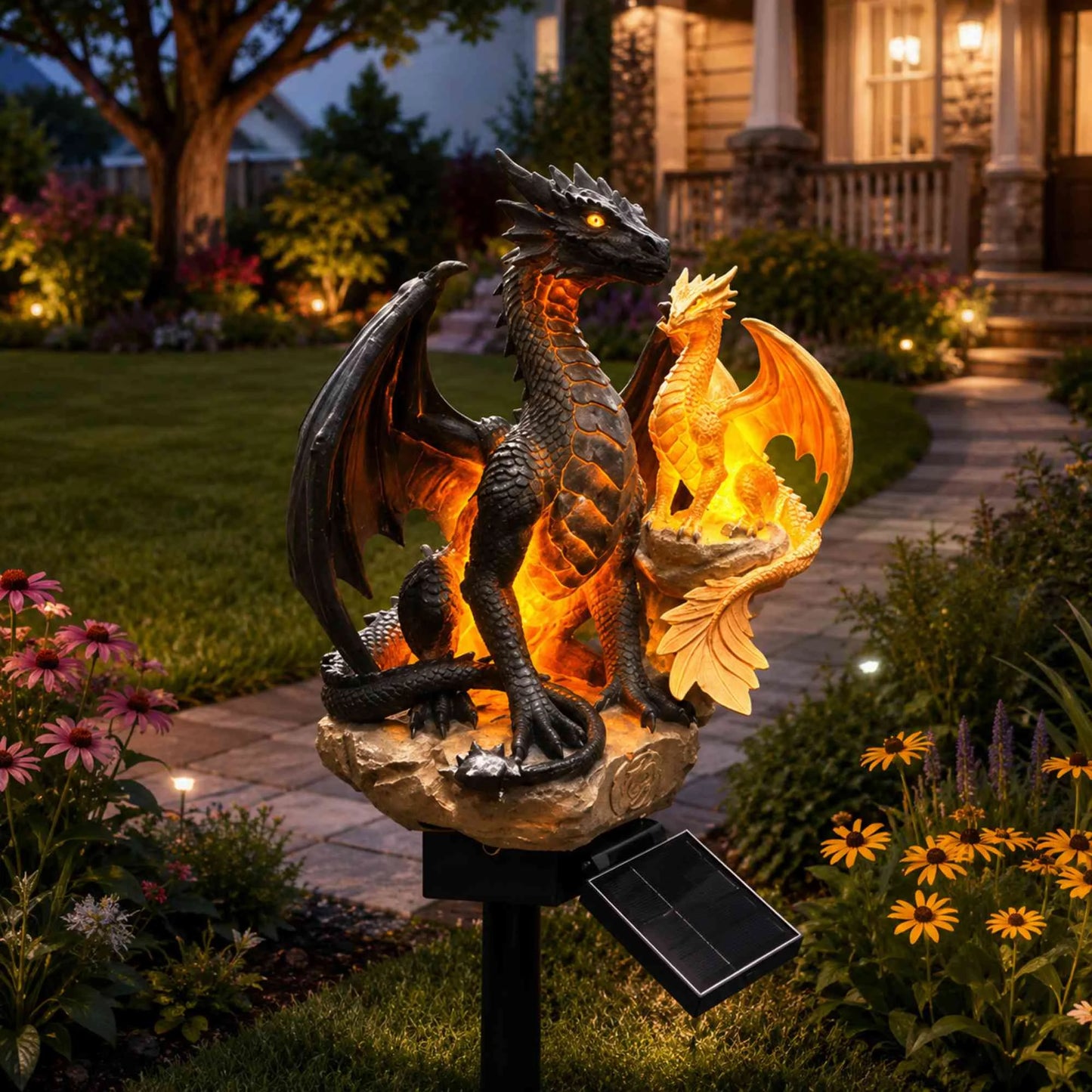 🎁 Dragon Lover's Gift 🐉 Solar LED Dragon Statue – Waterproof Garden & Patio Ornament