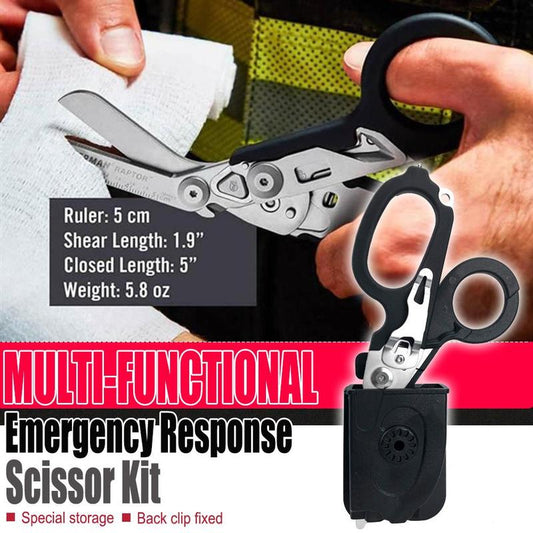 Multifunctional foldable trauma scissors.