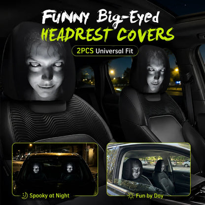 🎃 Early Halloween Sale – Horror Car Headrest Covers (2PCS Universal Fit)💀