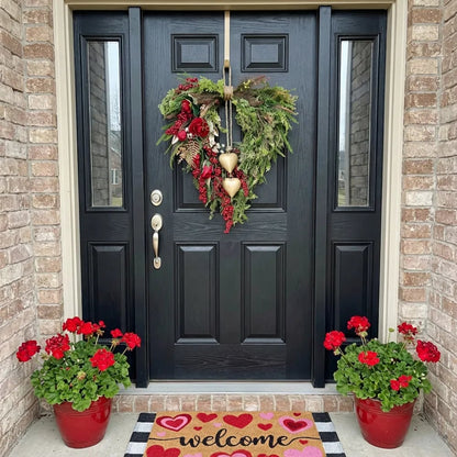 ❤️ Mother's Day Farmhouse Heart Wreath: Gold Bells, Red Roses & Berries🎉