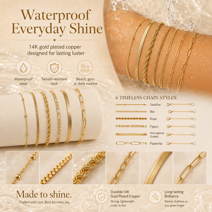 🔥6PCS Dainty Gold Bracelet Set – Trendy Stackable Chain Bracelets for Women