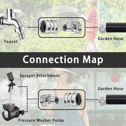 🏆Flash Sale⚡ 50K+ SOLD! Almost Gone-💥💧Stainless Steel Garden Hose Quick Connect Fittings Set,Best Gifts