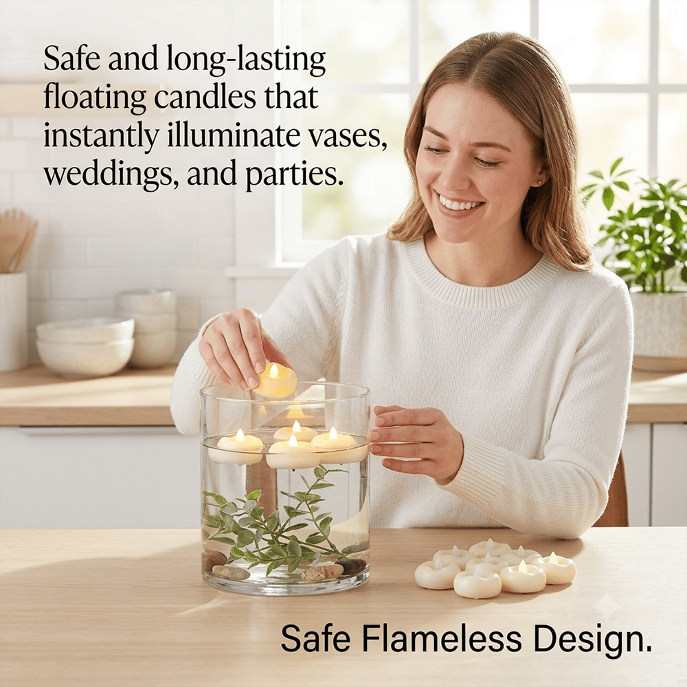 🕯️ Water-Activated Floating LED LED candle shape – Flameless Waterproof Ambiance for Any Occasion