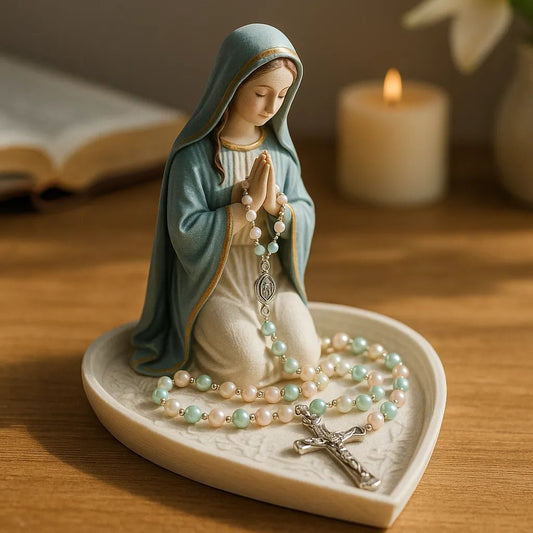 🙏Handmade Virgin Mary Rosary Holder📿Catholic Prayer Beads Display