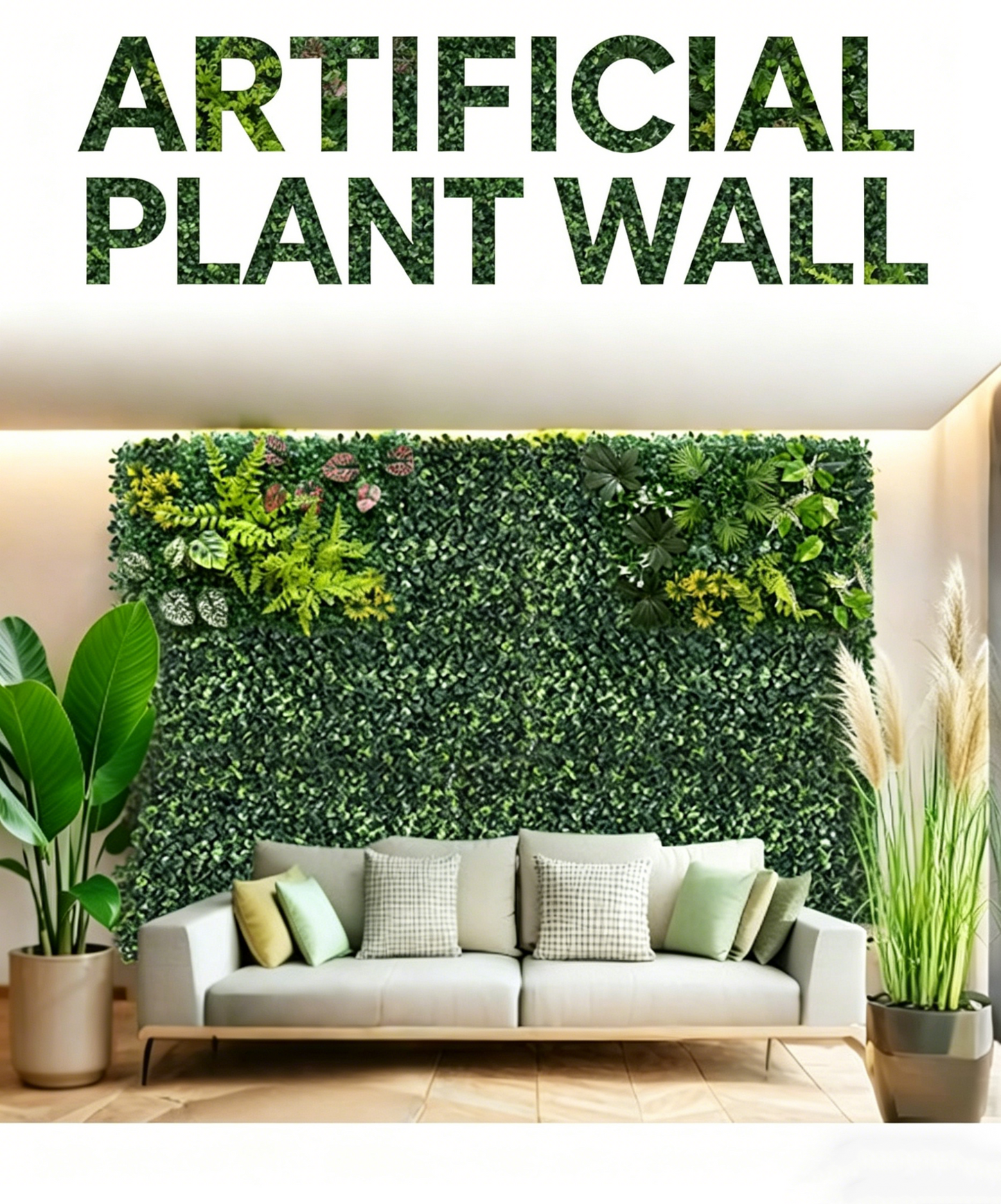 🌿 DIY 25"x25" Milan Grass Artificial Plant Wall Panel – Lush Green Decor ✨