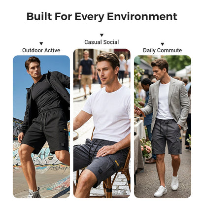 👨🩳 Men's Casual Cargo Shorts – Elastic Drawstring Waist & Utility Pockets